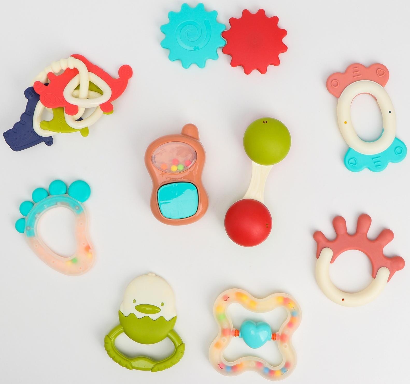 Набор погремушек «Растем вместе», с эластичными элементами, 11 шт