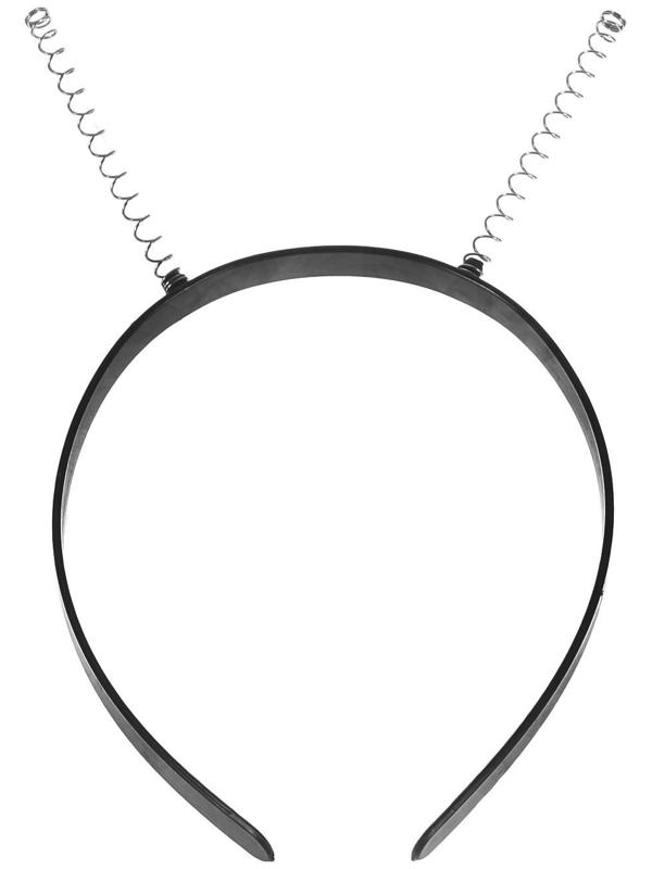 Ободок черный 1,3*35 см с пружинками, в наборе 12 штук