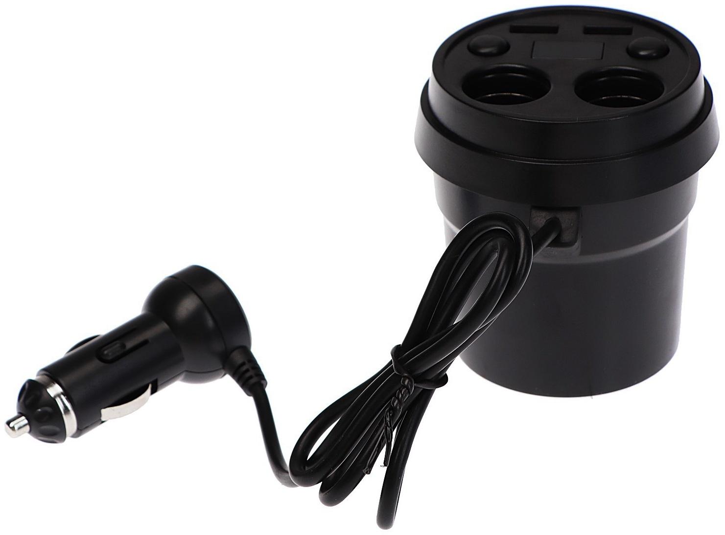 Разветвитель прикуривателя, вольтметр, 2 USB, 2 выхода, провод 50 см