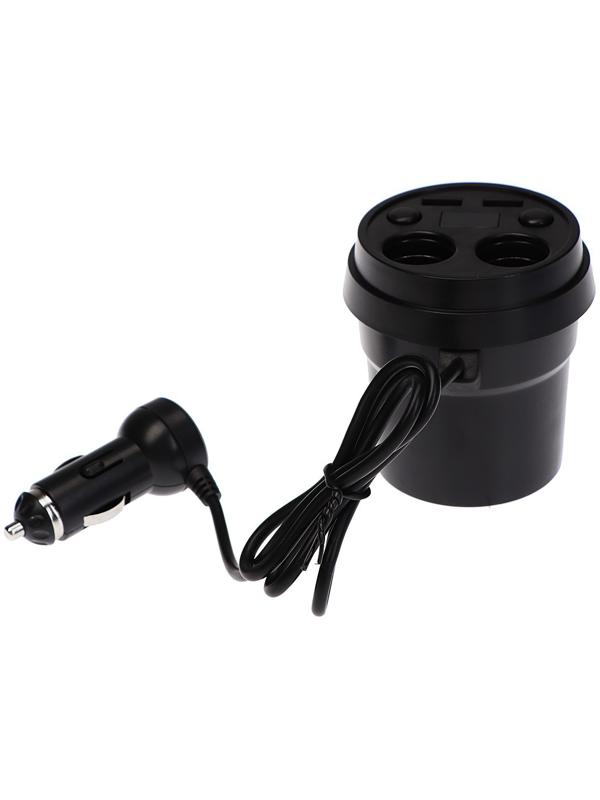 Разветвитель прикуривателя, вольтметр, 2 USB, 2 выхода, провод 50 см