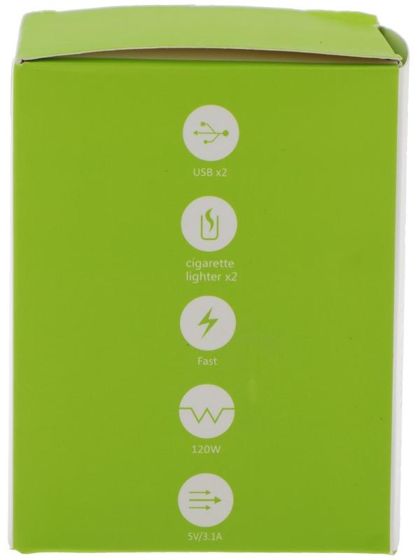 Разветвитель прикуривателя, вольтметр, 2 USB, 2 выхода, провод 50 см