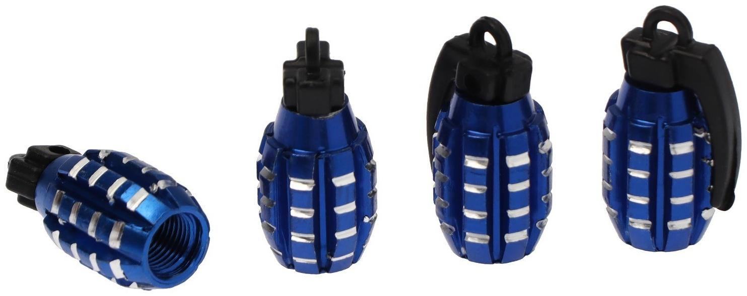 Колпачок на вентиль TORSO, граната, синий, набор 4 шт