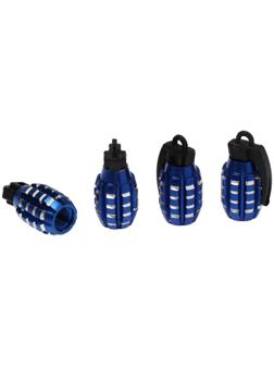 Колпачок на вентиль TORSO, граната, синий, набор 4 шт