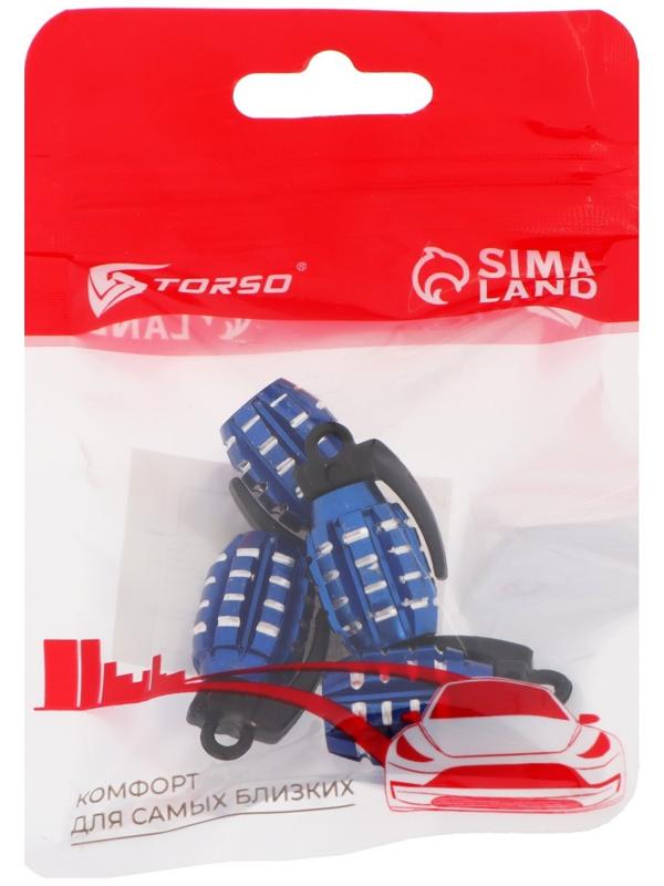 Колпачок на вентиль TORSO, граната, синий, набор 4 шт