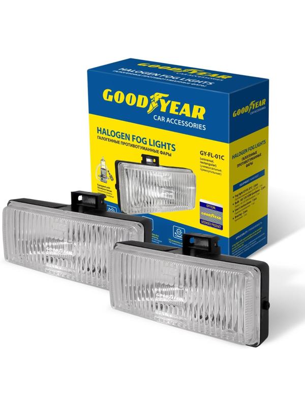 Фары противотуманные галогенные универсальные Goodyear, с лампами, GY-FL-01C, H3, 12 В, 2 шт