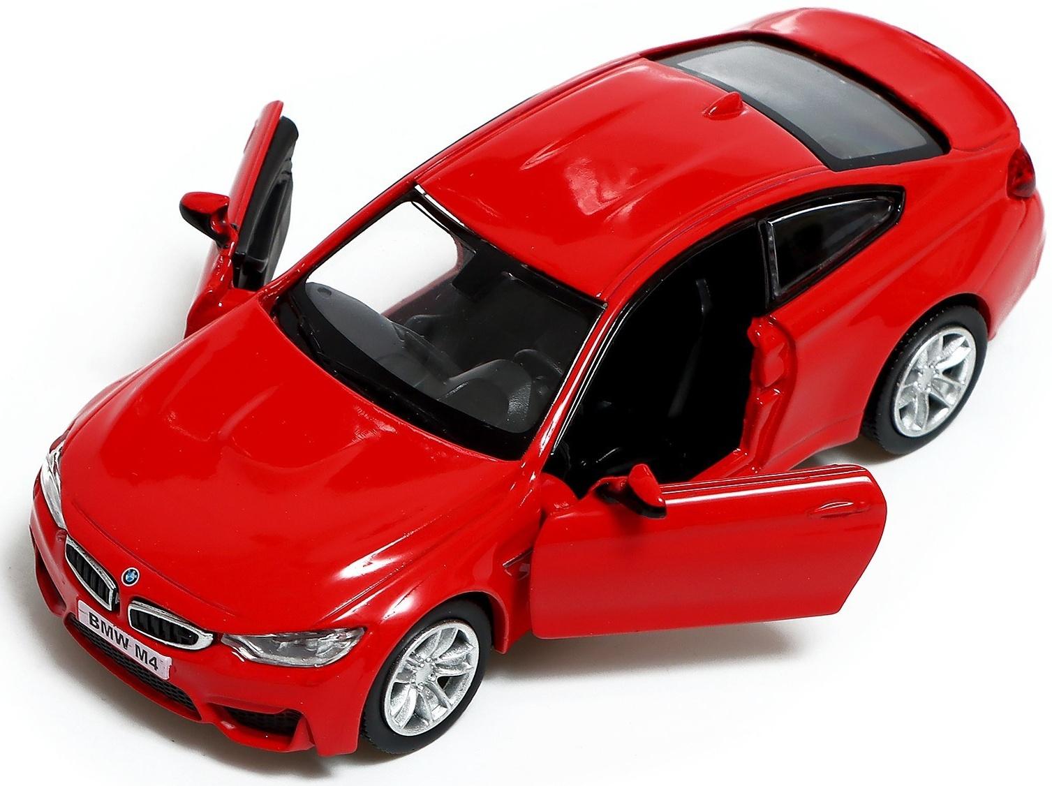Машина металлическая BMW M4 COUPE, 1:32, инерция, открываются двери, цвет красный