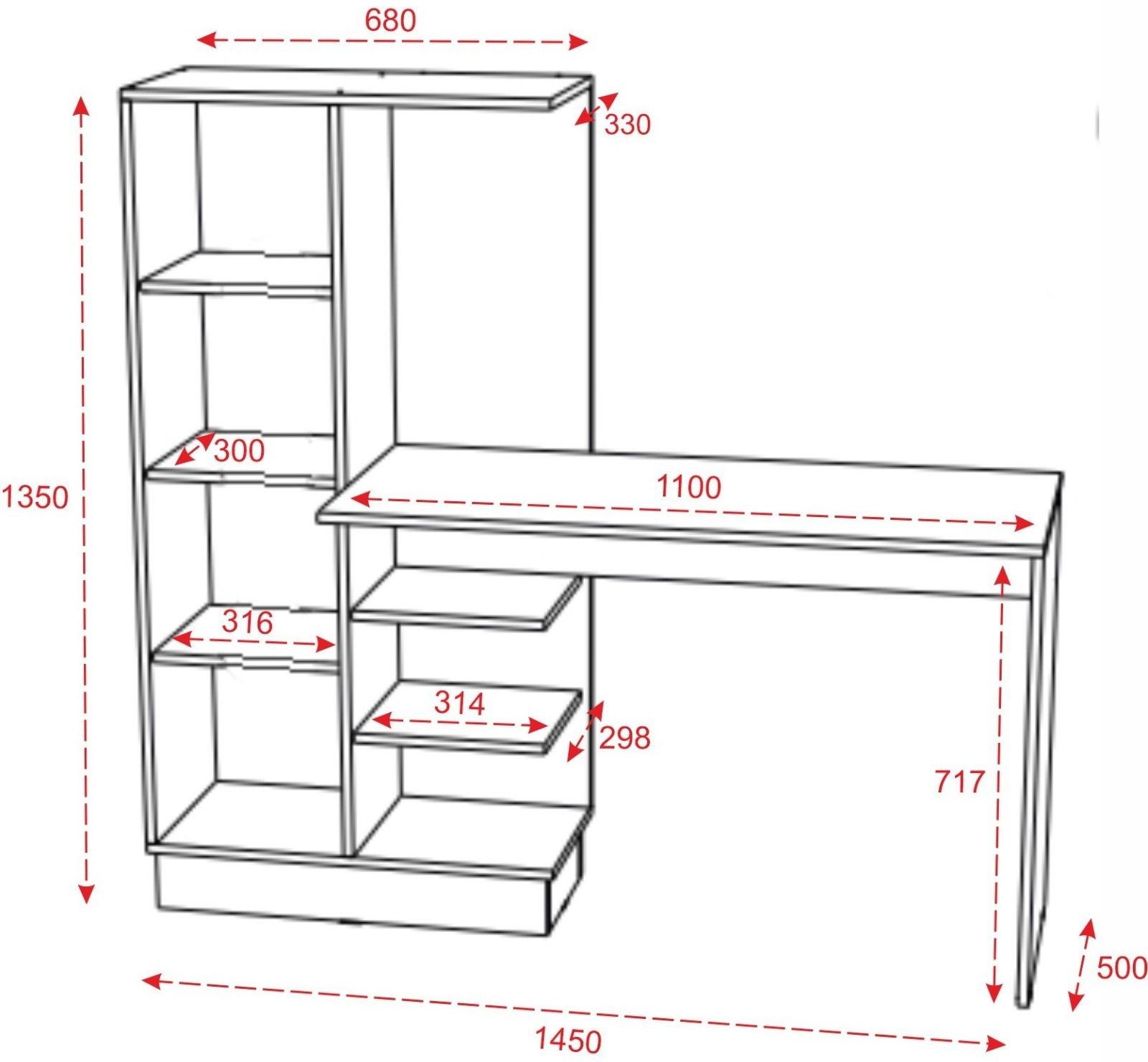 Стол компьютерный №1 Вега Позитив, 1450х500х1350, Белый/Бетон темный