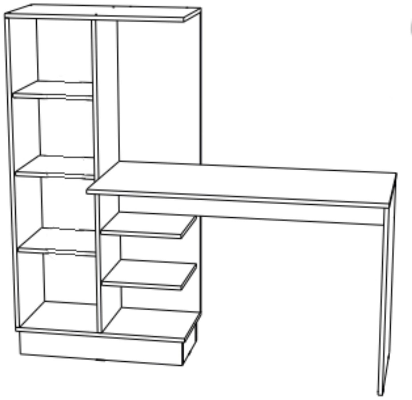 Стол компьютерный №1 Вега Позитив, 1450х500х1350, Белый/Бетон темный