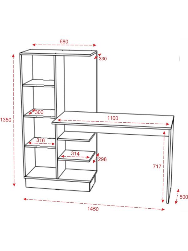 Стол компьютерный №1 Вега Позитив, 1450х500х1350, Белый/Бетон темный