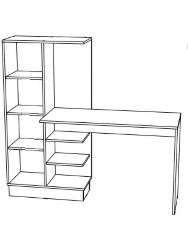 Стол компьютерный №1 Вега Позитив, 1450х500х1350, Белый/Бетон темный
