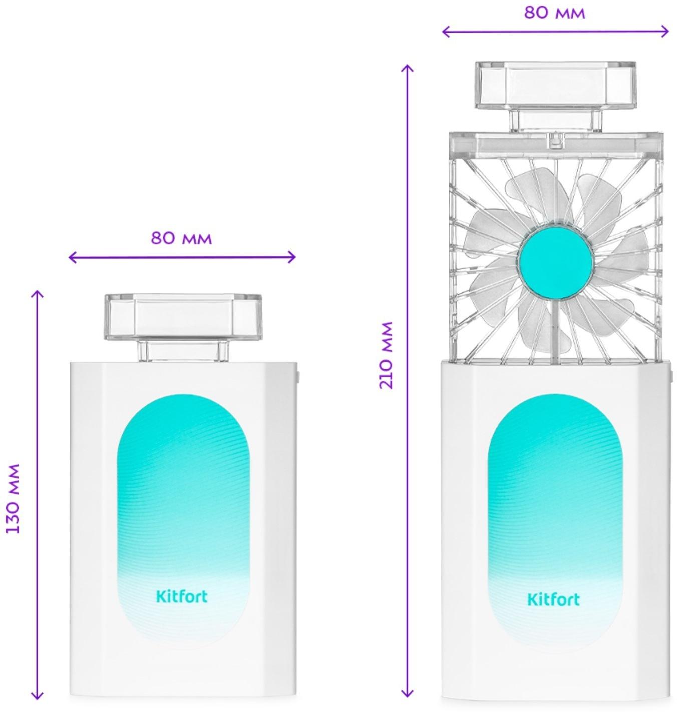 Вентилятор Kitfort КТ-406-2, настольный, 2.1 Вт, 1 режим, бело-бирюзовый