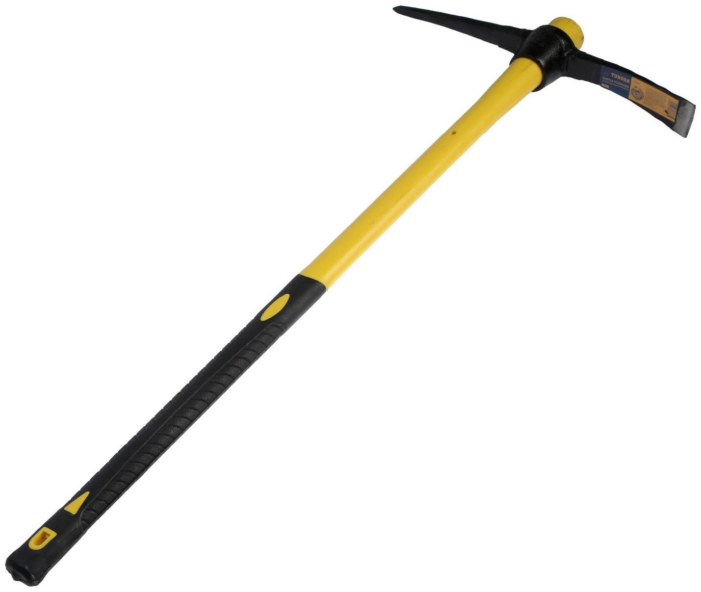 Кирка ТУНДРА, кованая, фиберглассовая рукоятка 900 мм, 1000 г
