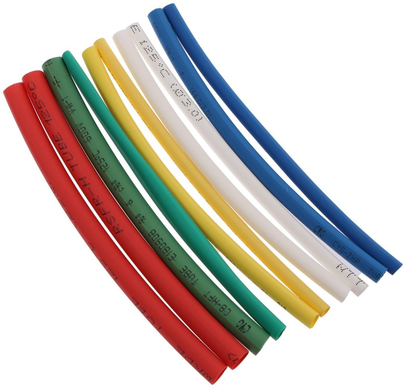 Термоусаживаемая трубка 3/4/5/6 набор (3/4мм -3 цв, 5/6 мм-2 цв 10 cм), 10 шт