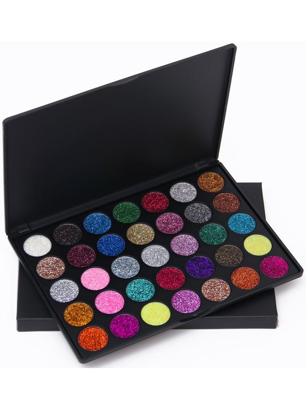 Палетка теней с блёстками, 35 цветов