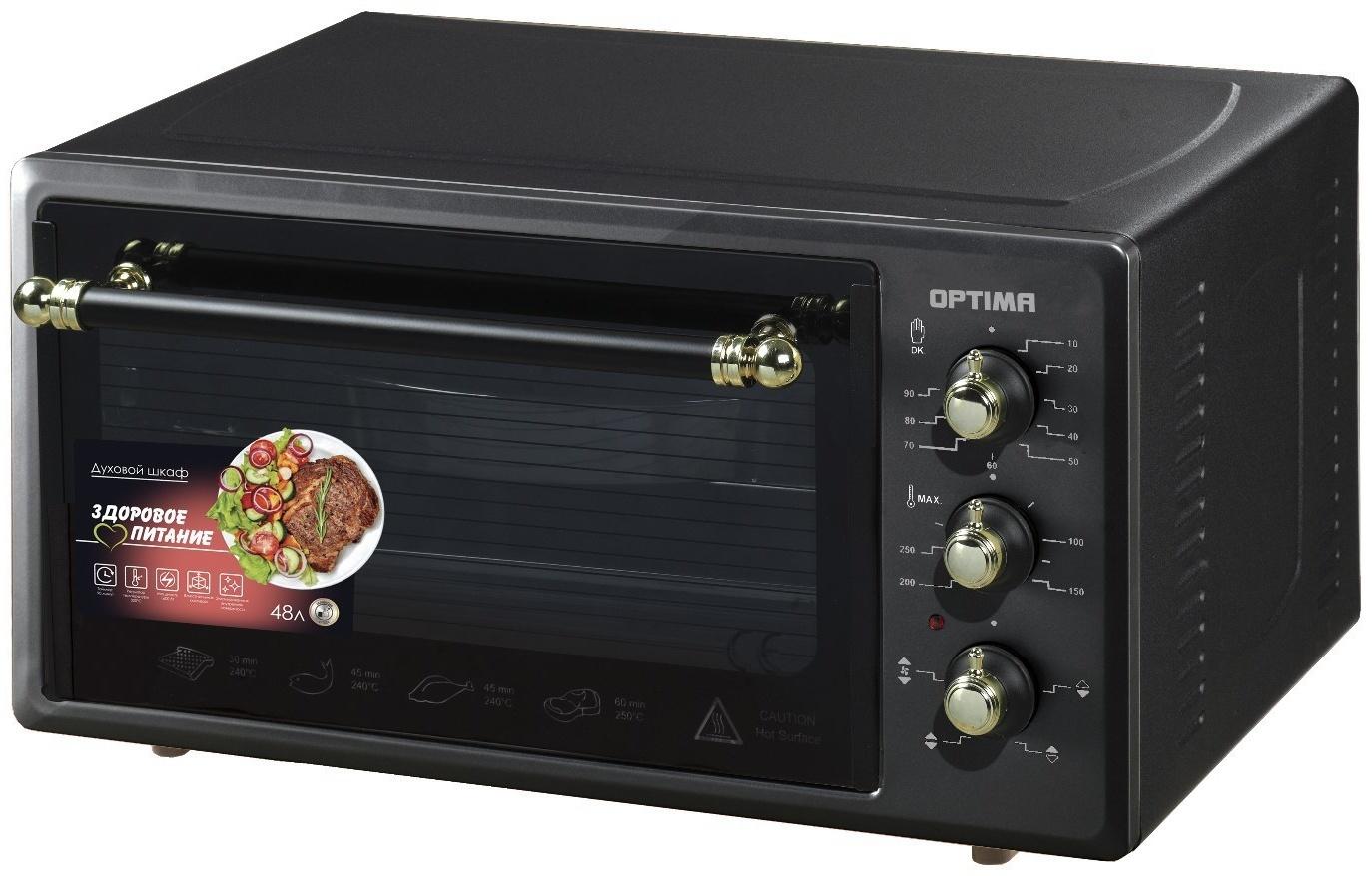Мини-печь OPTIMA OF-48BLR, 1600 Вт, 48 л, 50-300°С, таймер, черная