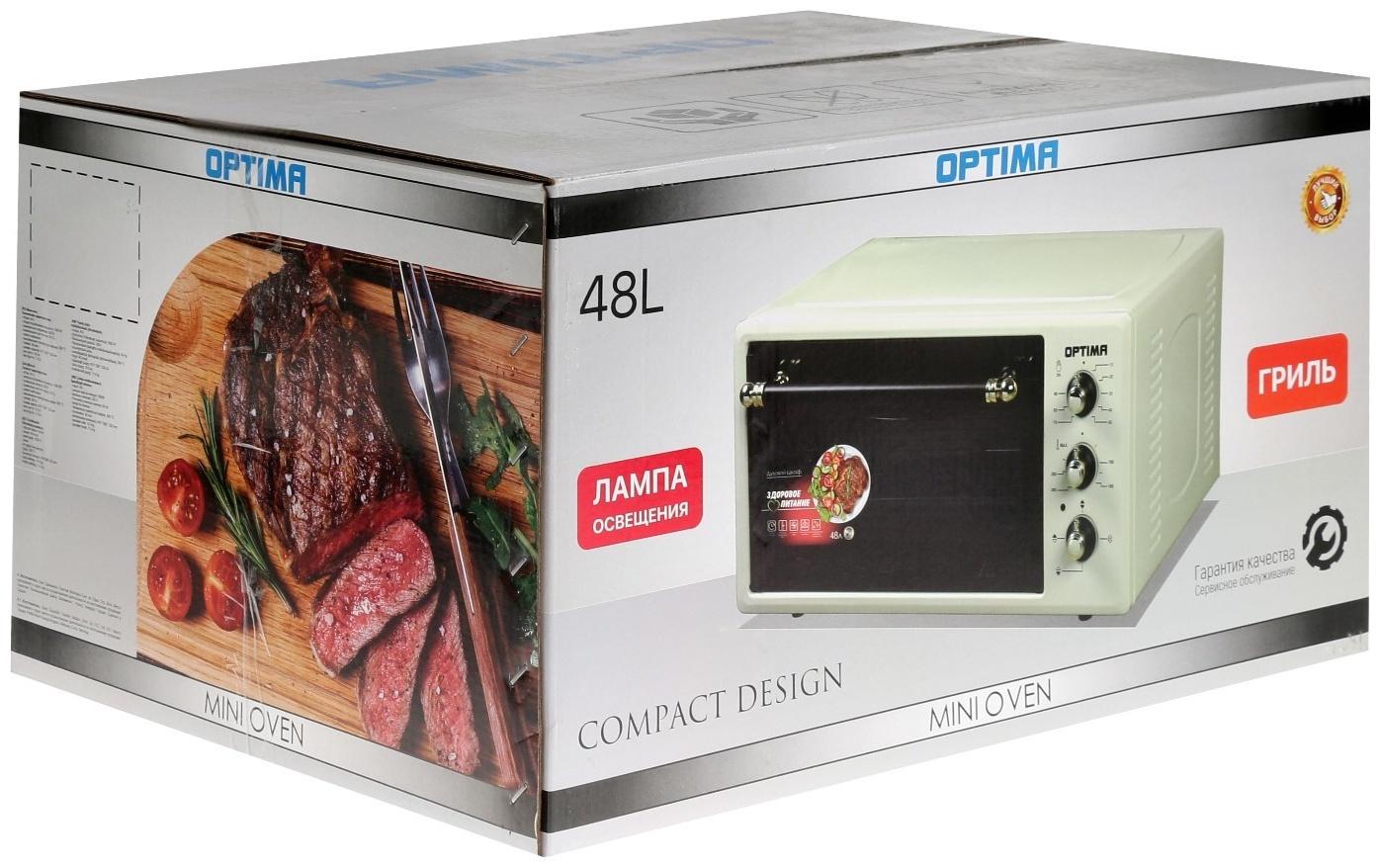 Мини-печь OPTIMA OF-48BR, 1600 Вт, 48 л, 50-300°С, таймер, бежевая