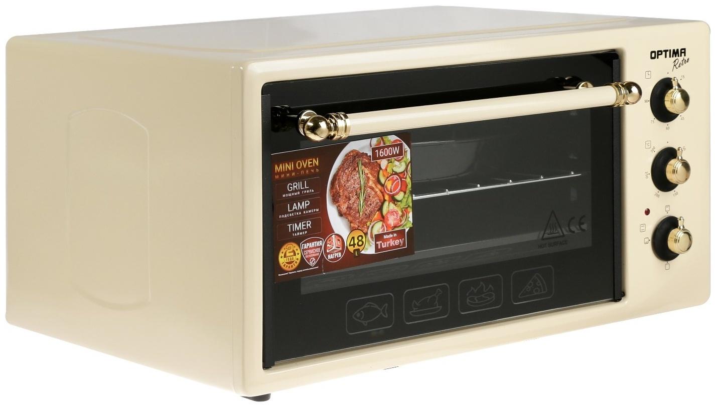 Мини-печь OPTIMA OF-48BR, 1600 Вт, 48 л, 50-300°С, таймер, бежевая