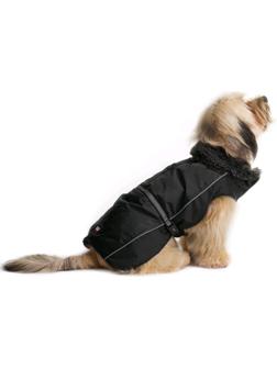Нано куртка Dog Gone Smart Aspen parka зимняя с меховым воротником, ДС 66 см, чёрная