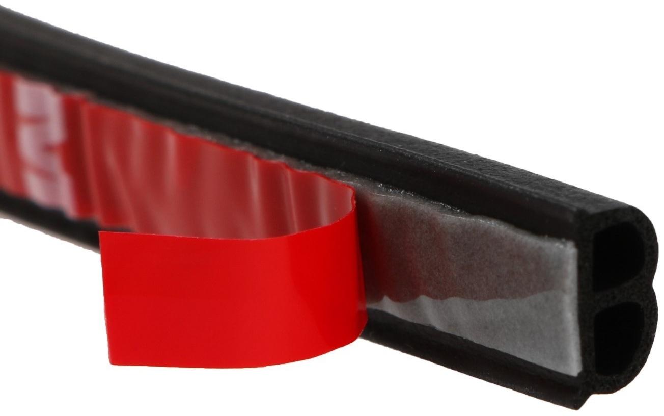 Уплотнитель двери в автомобиль, В-образный, самоклеящийся, 5 м, черный