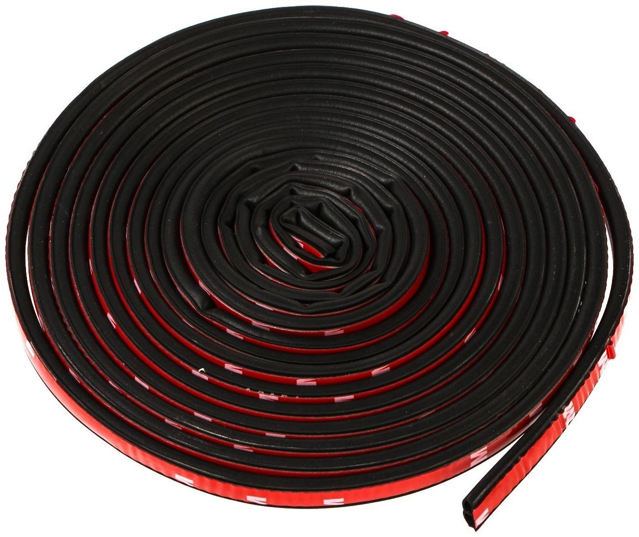 Уплотнитель двери в автомобиль, В-образный, самоклеящийся, 5 м, черный