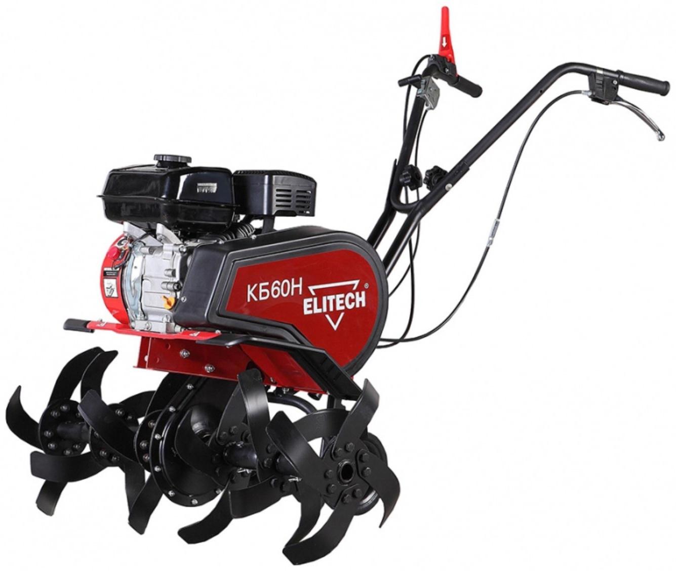 Культиватор Elitech КБ 60 Н, бензиновый, 6.5 л.с., ширина 35-85см, скорость:-1/0/1, 6 фрез