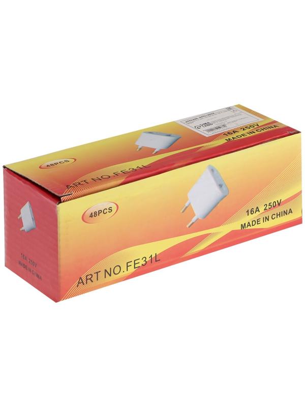 Переходник 6 А, евро, плоский, белый, 220 В