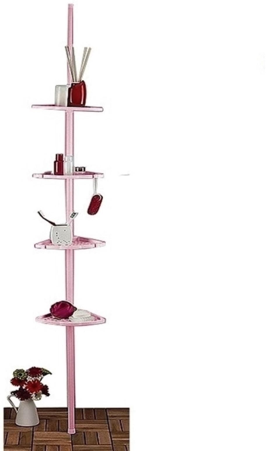 Угловая полка, телескопическая алюминиевая трубка, размер 135-250 см, размер полки 21х21 см, цвет розовый