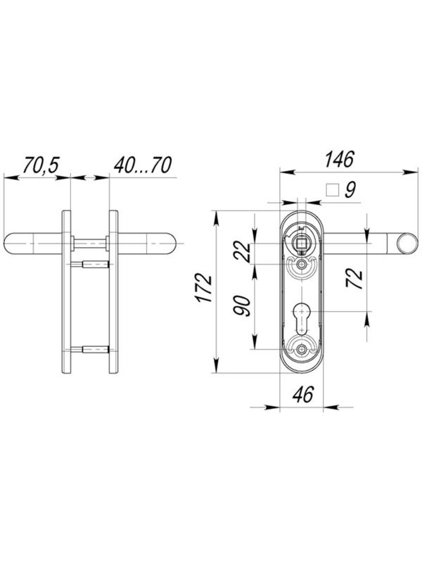 Ручка дверная Fuaro DH-0433 NE, с пруж., для замка FL-0432, 0433, 0434, нейлон, черная