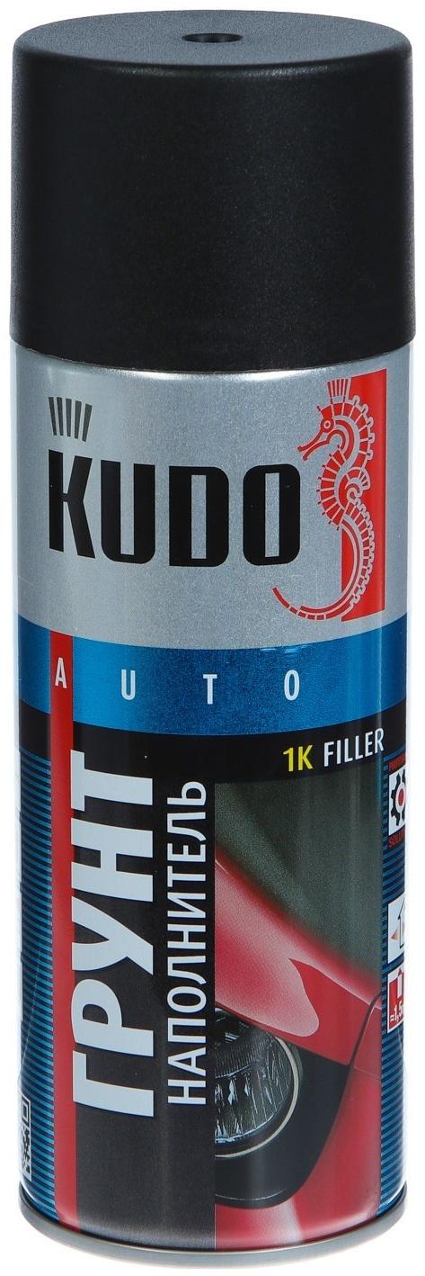 Грунт-наполнитель 1К Kudo черный, акриловый, аэрозоль, 520 мл