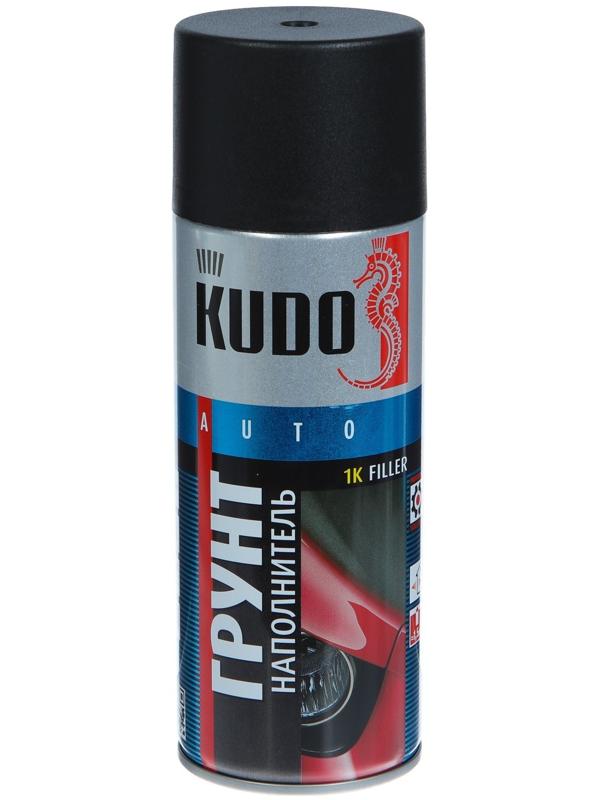 Грунт-наполнитель 1К Kudo черный, акриловый, аэрозоль, 520 мл