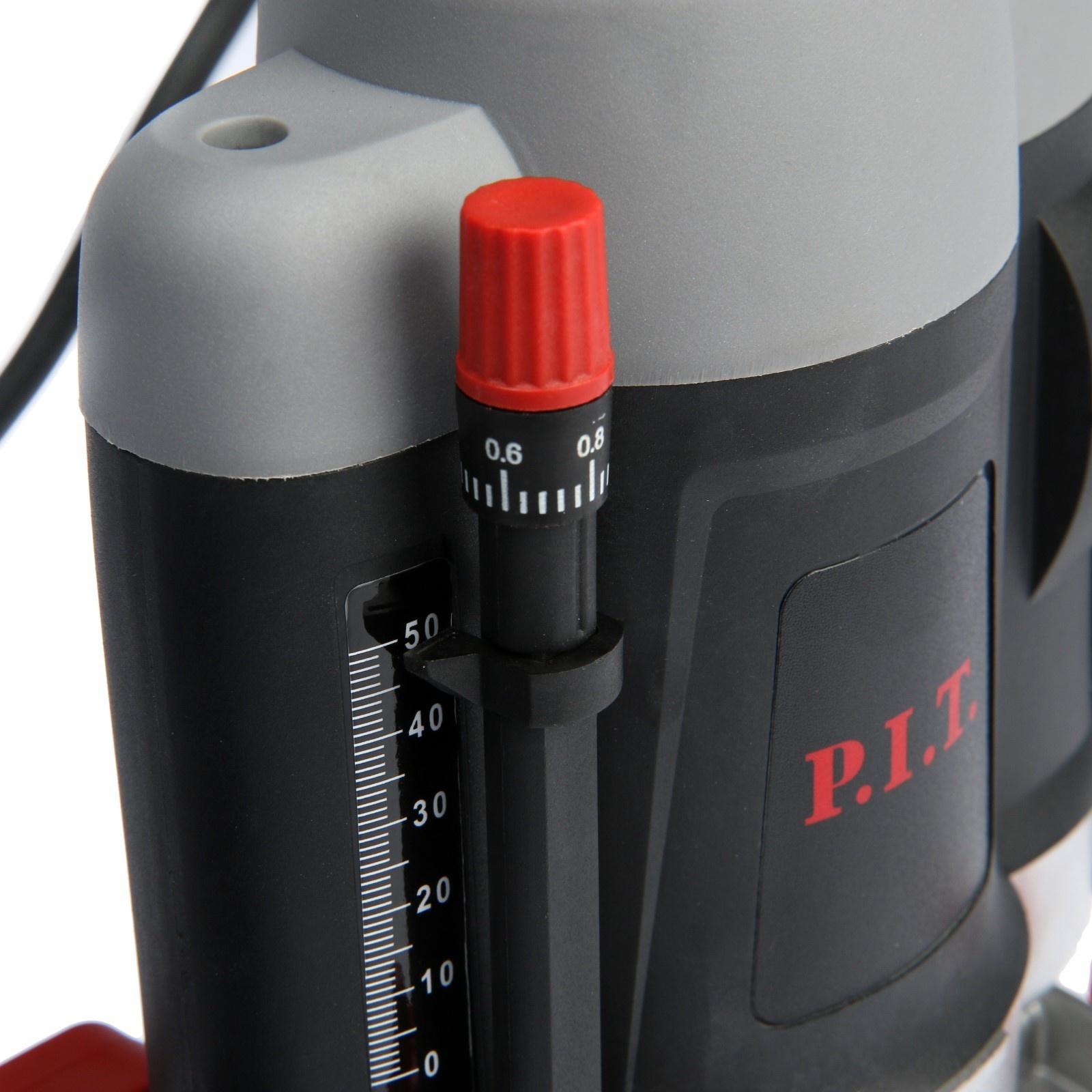 Фрезер P.I.T. PER8-C, 1400 Вт, 16000-30000 об/мин, цанга 6/8 мм, ход фрезы 55 мм, упор