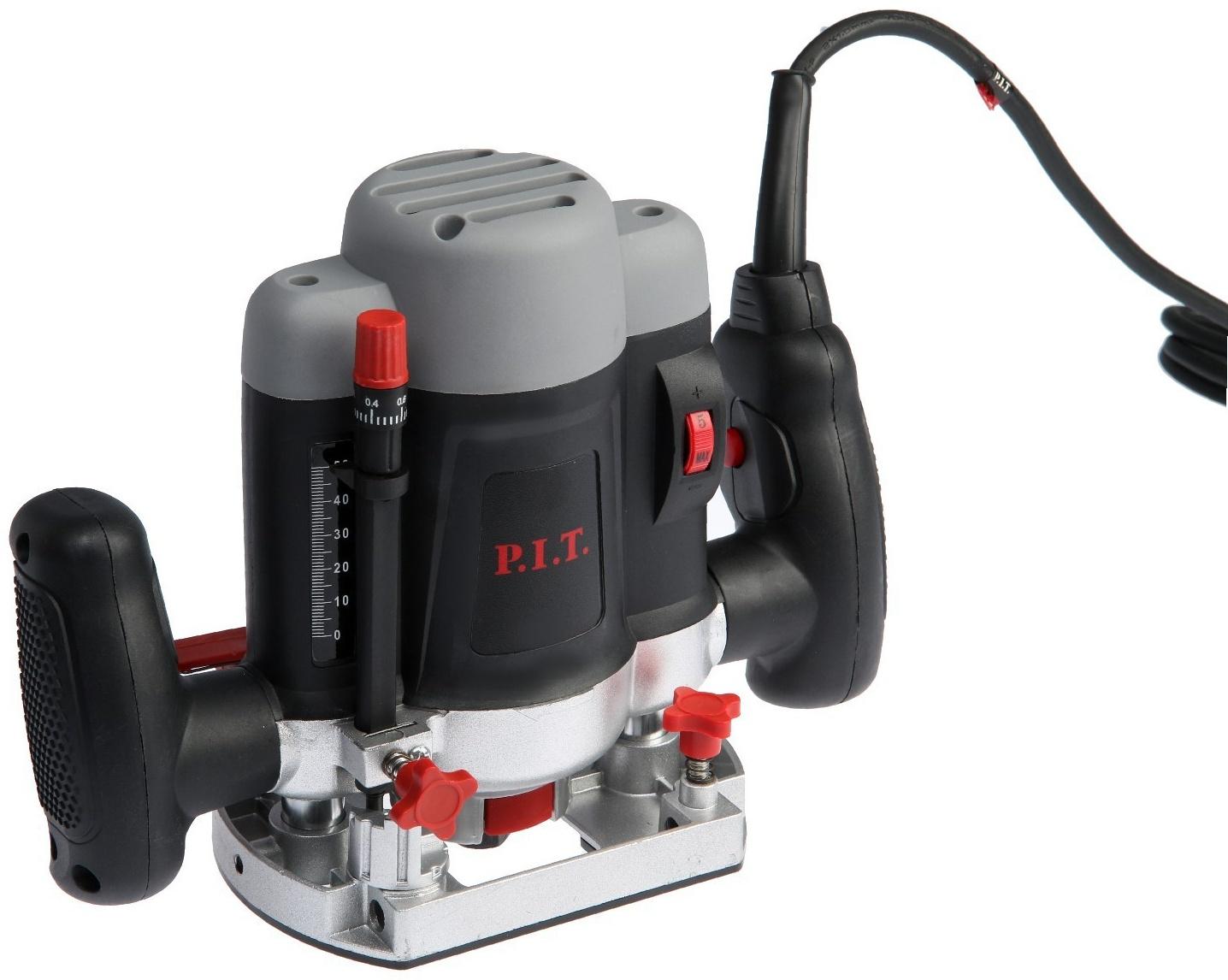 Фрезер P.I.T. PER8-C, 1400 Вт, 16000-30000 об/мин, цанга 6/8 мм, ход фрезы 55 мм, упор