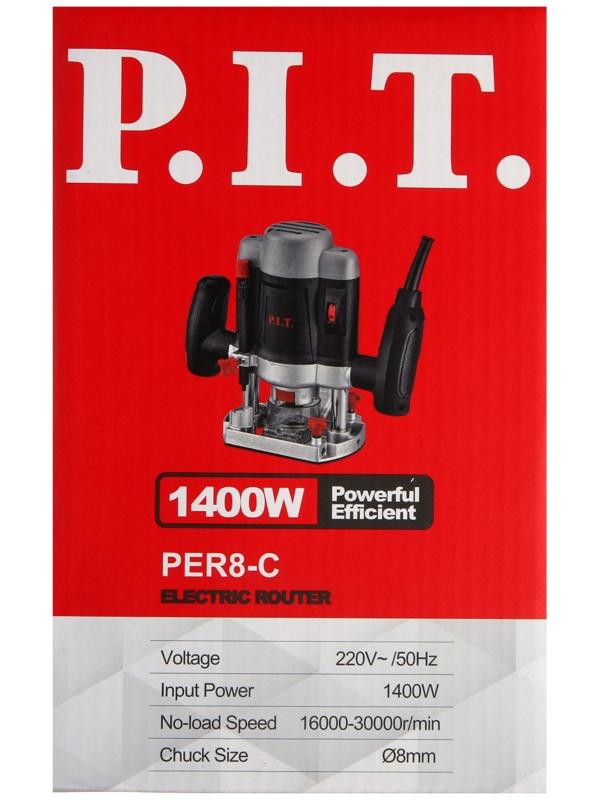 Фрезер P.I.T. PER8-C, 1400 Вт, 16000-30000 об/мин, цанга 6/8 мм, ход фрезы 55 мм, упор
