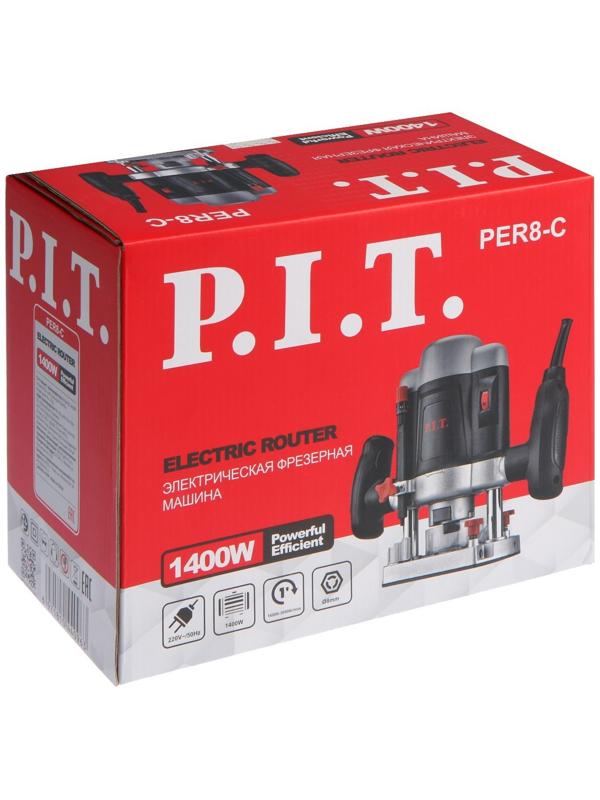 Фрезер P.I.T. PER8-C, 1400 Вт, 16000-30000 об/мин, цанга 6/8 мм, ход фрезы 55 мм, упор