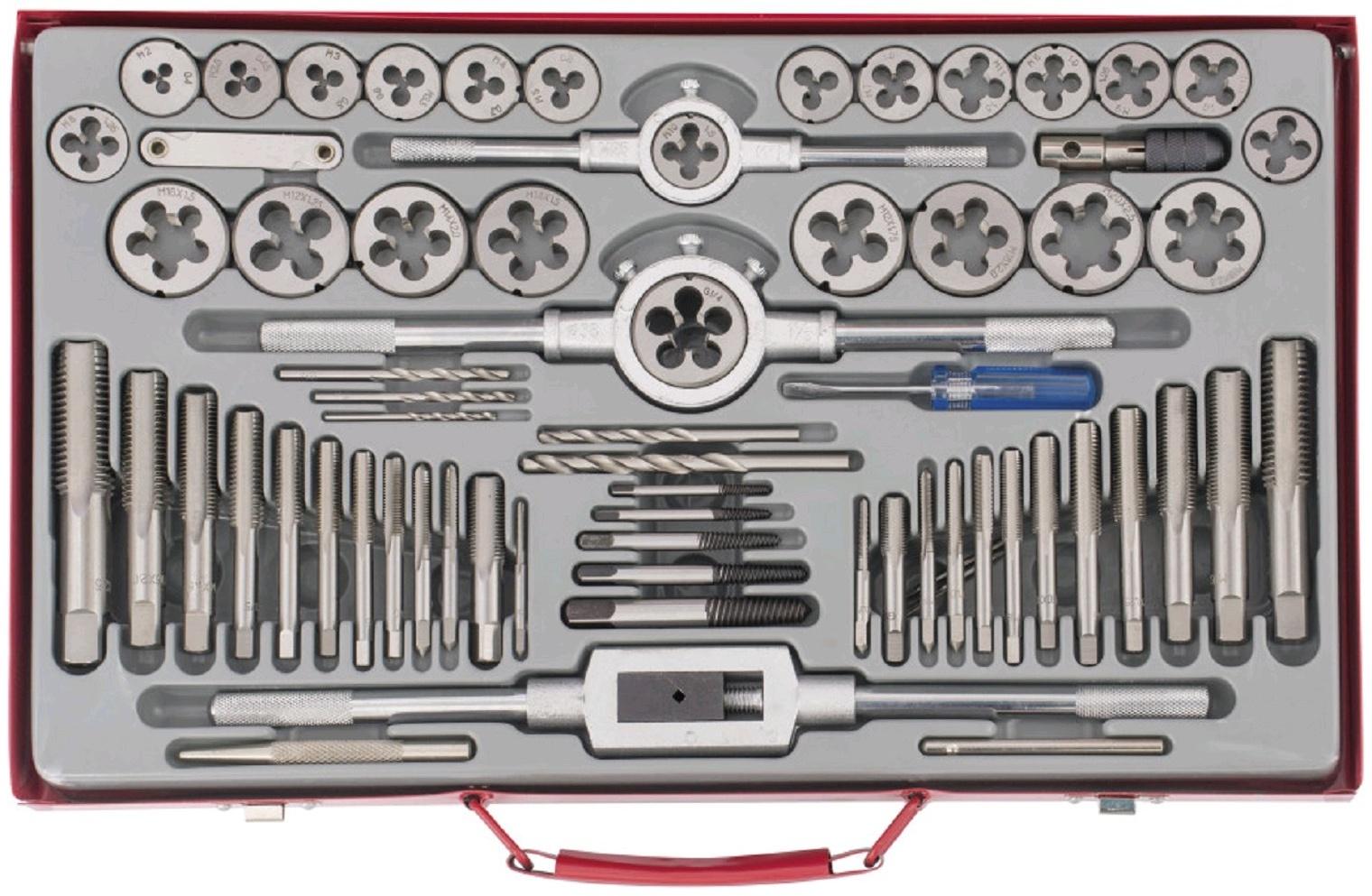 Набор метчиков и плашек Matrix 773065, 65 шт., М2-М20, 1/8