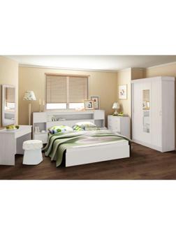 Спальный гарнитур Бася (Комплект 7 предметов), Белый