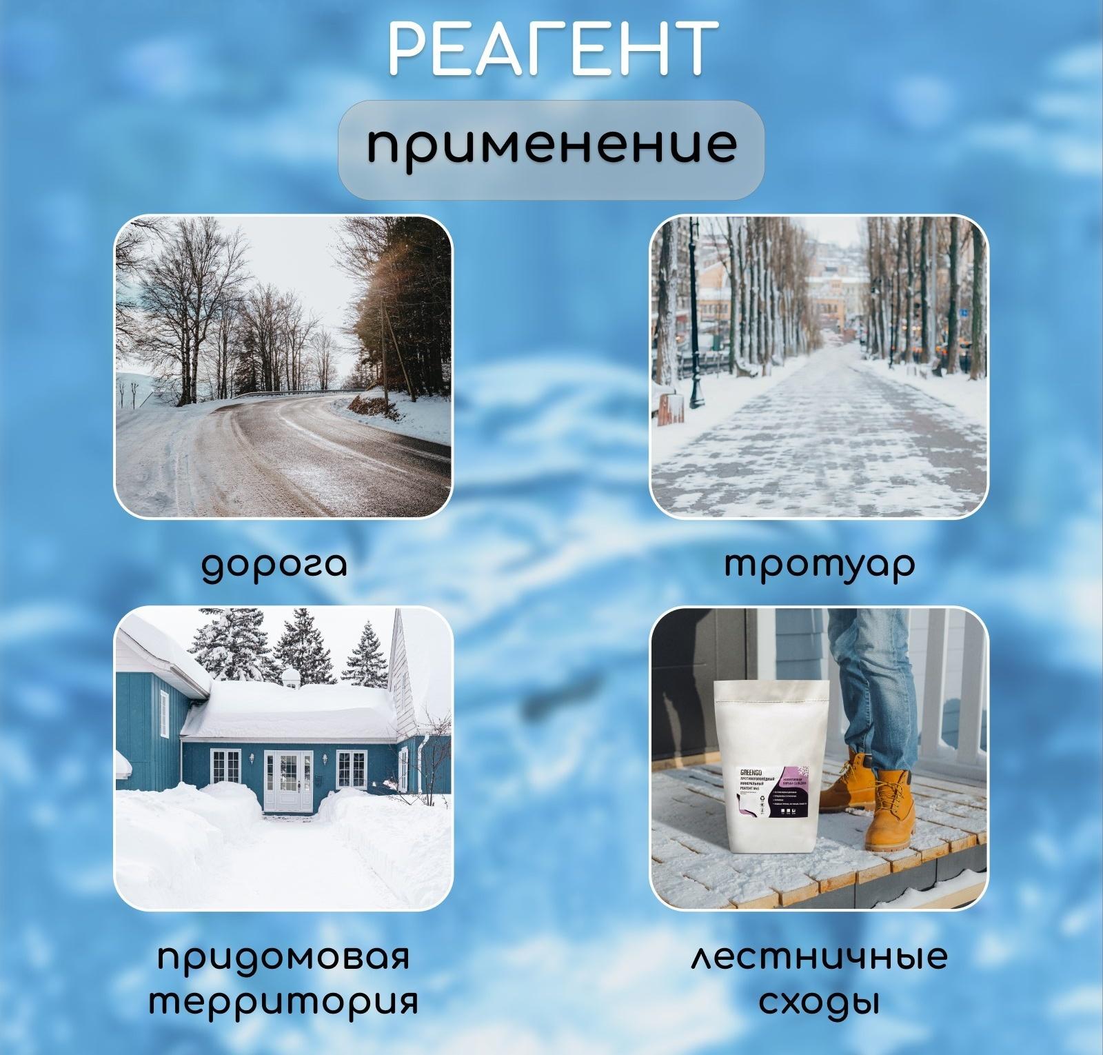 Реагент антигололёдный MkS (мраморная крошка и реагент), 20 кг, работает при —30 °C, в мешке