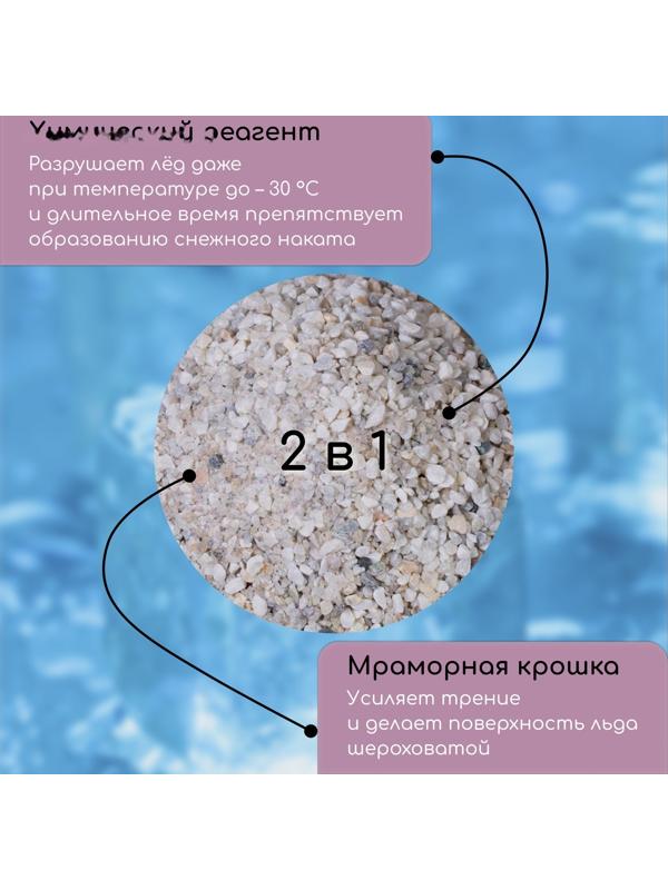 Реагент антигололёдный MkS (мраморная крошка и реагент), 20 кг, работает при —30 °C, в мешке