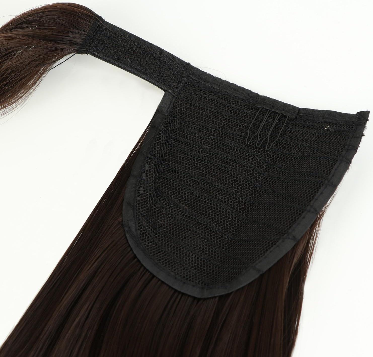 Хвост накладной, прямой волос, на резинке, 60 см, 100 гр, цвет каштановый(#SHT6А)