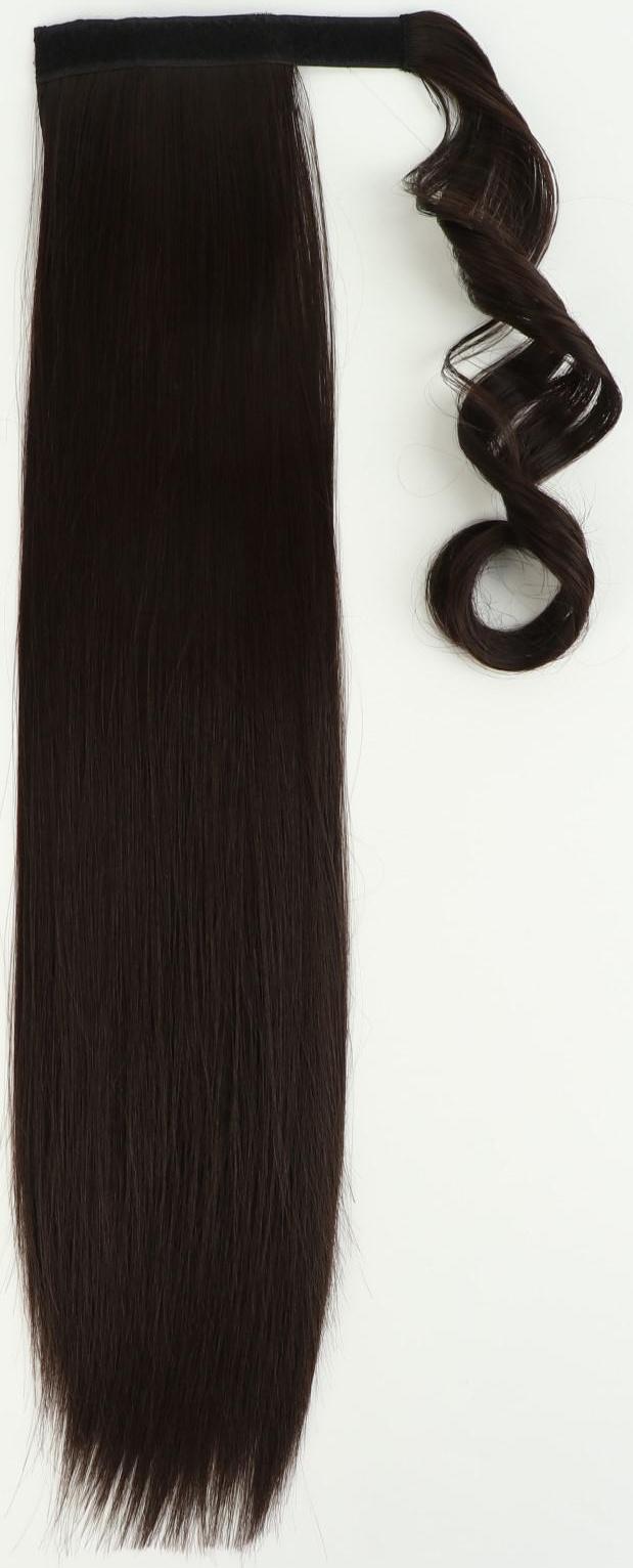 Хвост накладной, прямой волос, на резинке, 60 см, 100 гр, цвет каштановый(#SHT6А)