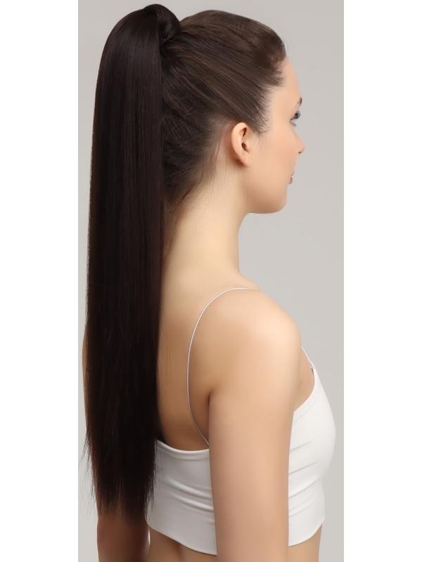 Хвост накладной, прямой волос, на резинке, 60 см, 100 гр, цвет каштановый(#SHT6А)