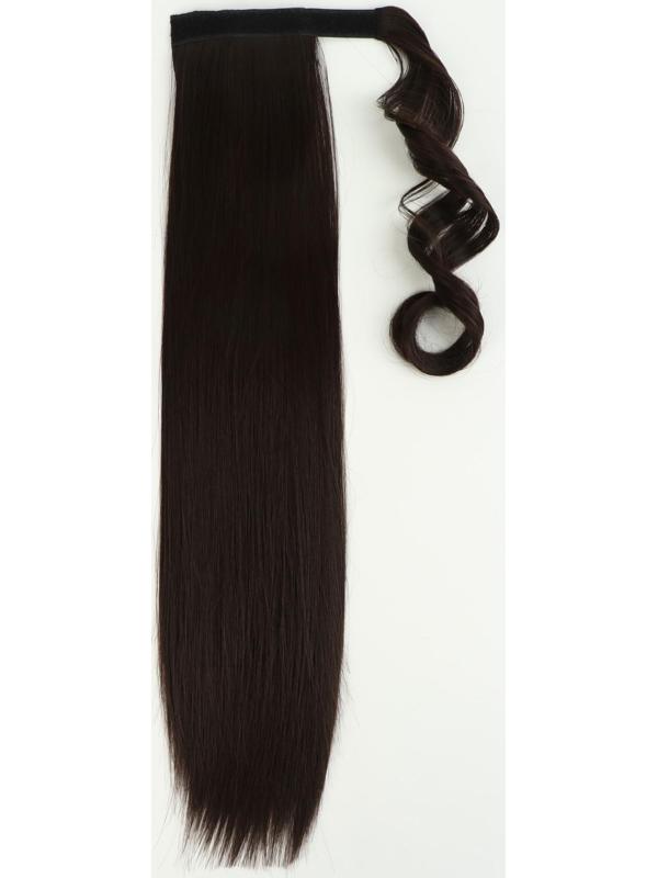 Хвост накладной, прямой волос, на резинке, 60 см, 100 гр, цвет каштановый(#SHT6А)