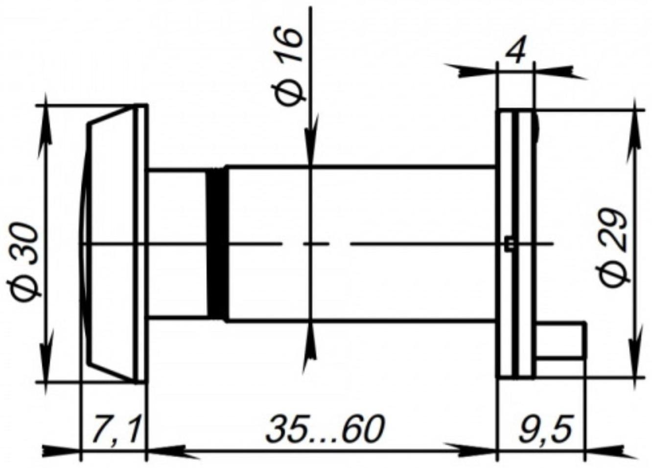 Глазок DVP1/NEW, 16/140/35x60 (оптика пластик) CP, цвет хром