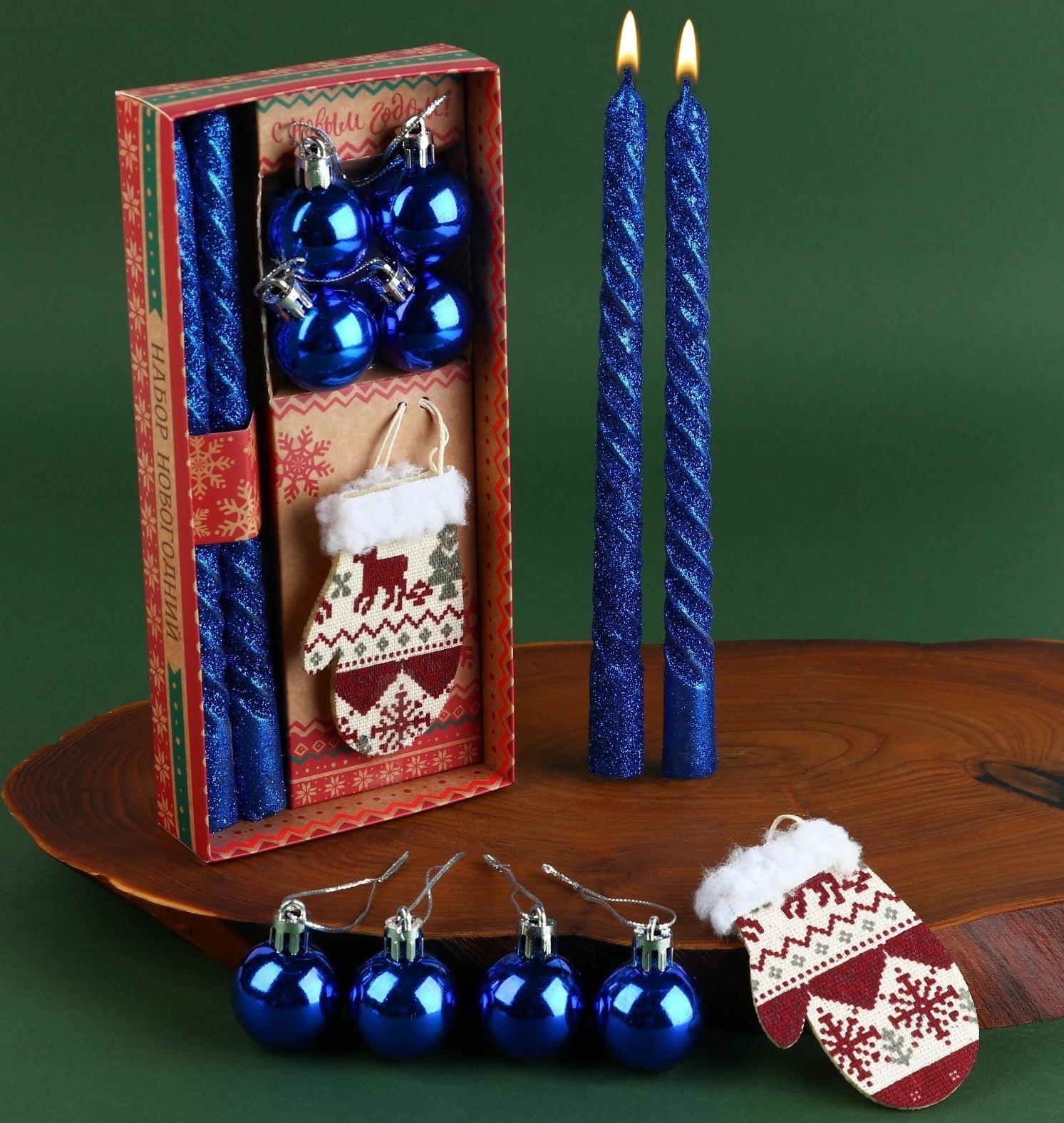 Витые свечи с декором «Любви в Новом году», набор