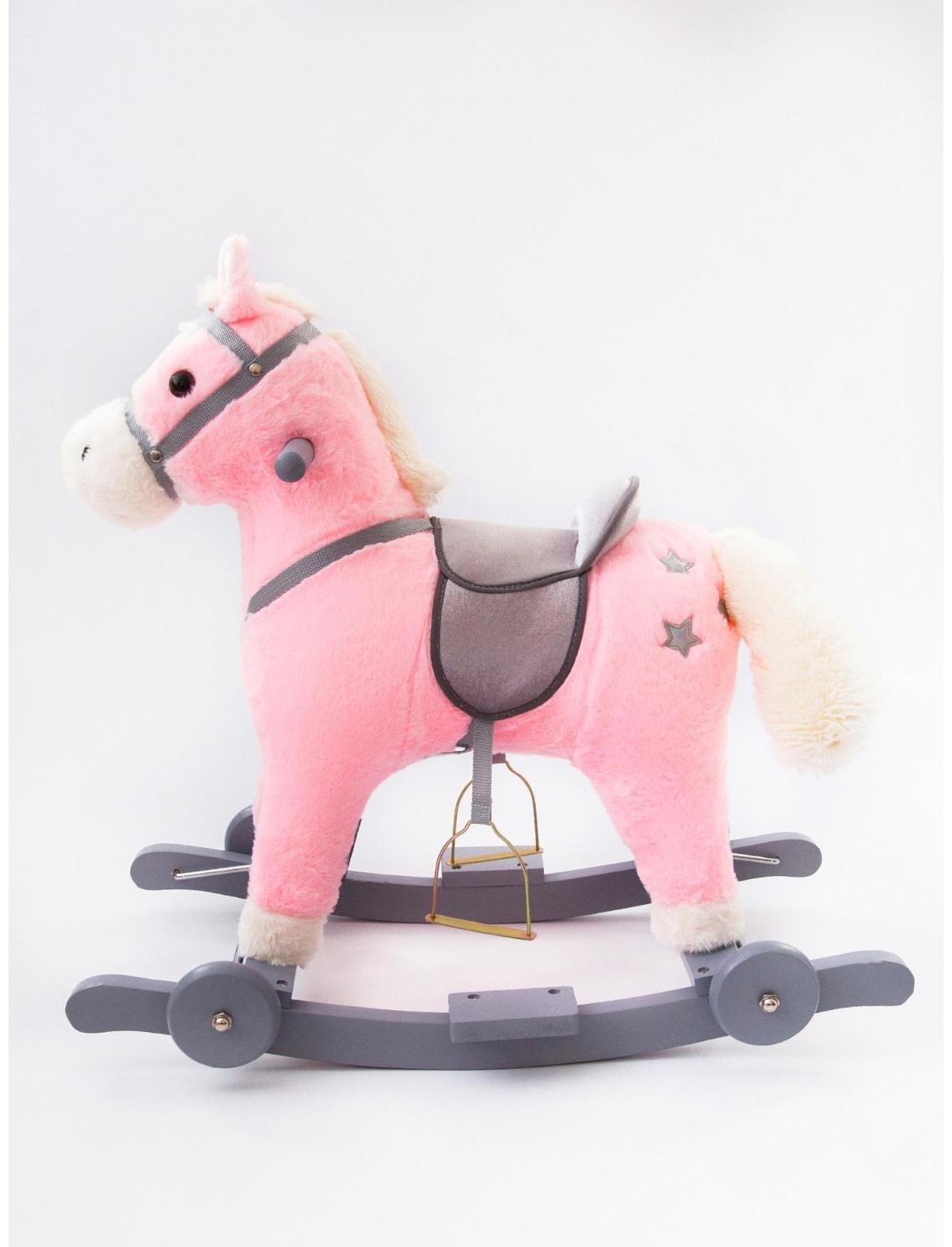 Лошадка каталка-качалка Amarobaby Prime, с колесами, 63x35x60 см, цвет розовый