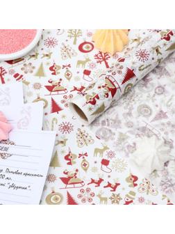 Бумага силиконизированная «Новый Год», для выпечки, 0,38 х 5 м