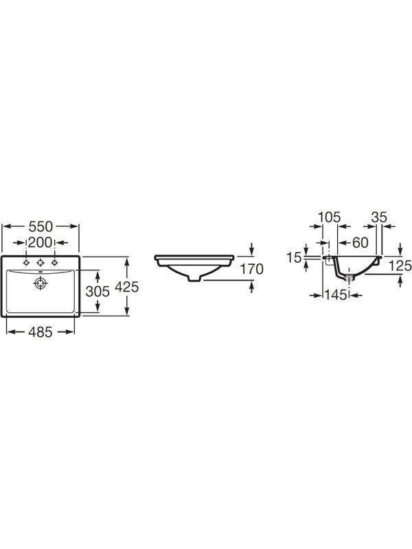 Раковина Rosa Diverta 55 32711600Y, 550 х 420 мм, врезная, белый