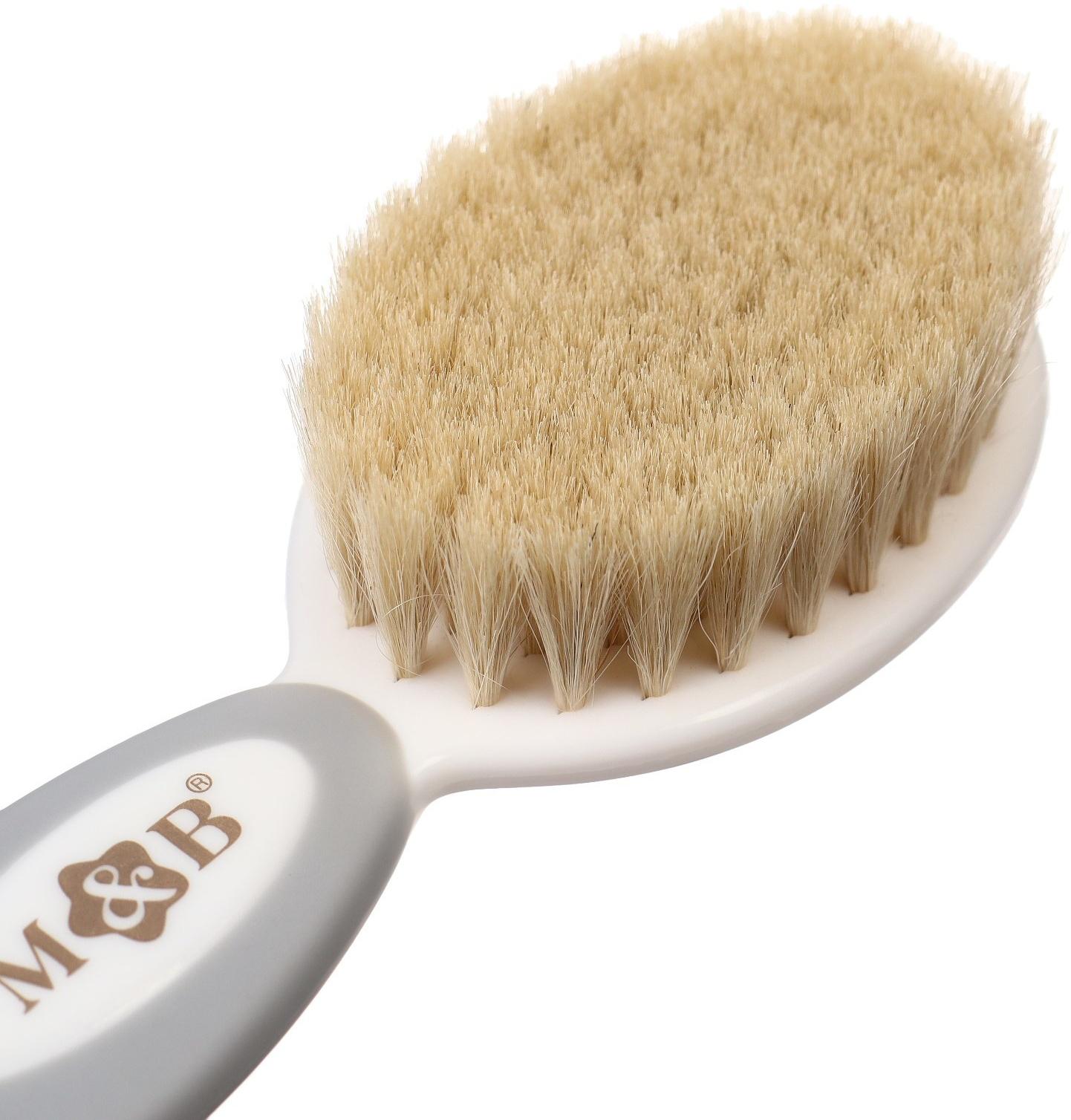 Набор детский для ухода за волосами: расческа и щетка с натуральной щетиной , цвет белый/серый