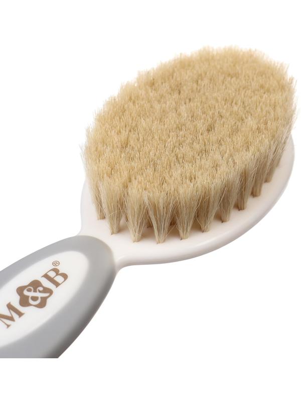 Набор детский для ухода за волосами: расческа и щетка с натуральной щетиной , цвет белый/серый