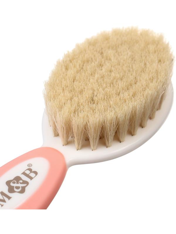 Набор детский для ухода за волосами: расческа и щетка с натуральной щетиной , цвет белый/розовый